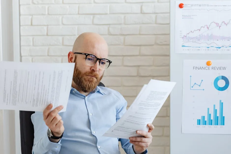 Business analyst reviewing LTV to CAC ratio on charts and graphs in a strategy meeting