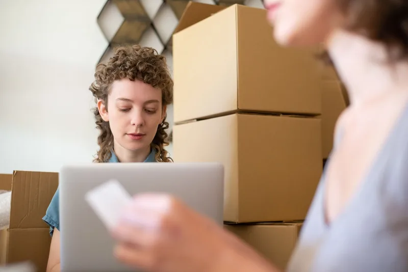 small ecommerce team managing orders and boxes for a live selling show
